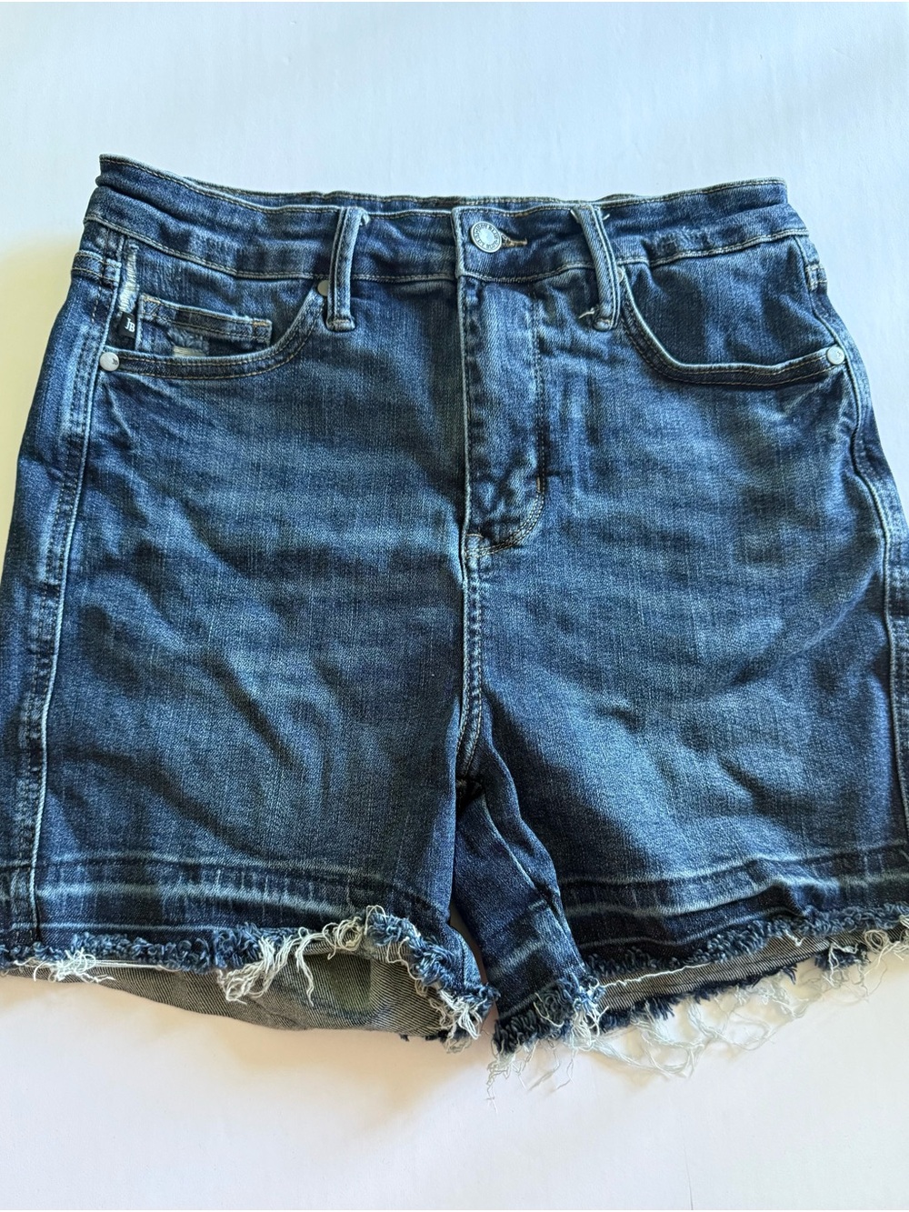 Judy Blue Dark Blue Distressed Cutoff Denim Shorts